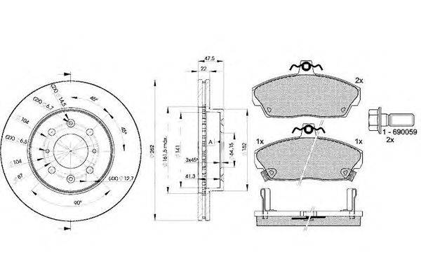 Комплект тормозов, дисковый тормозной механизм REMSA 33701