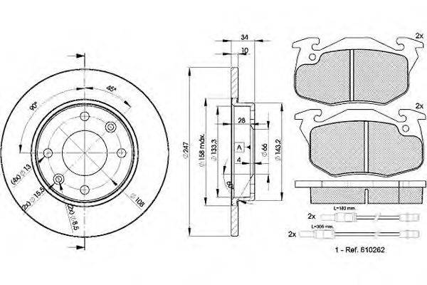 Комплект тормозов, дисковый тормозной механизм ICER 30866-4689