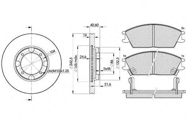 Комплект тормозов, дисковый тормозной механизм ICER 308872135