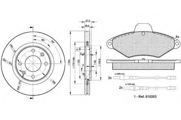 Комплект тормозов, дисковый тормозной механизм ICER 30920-4697