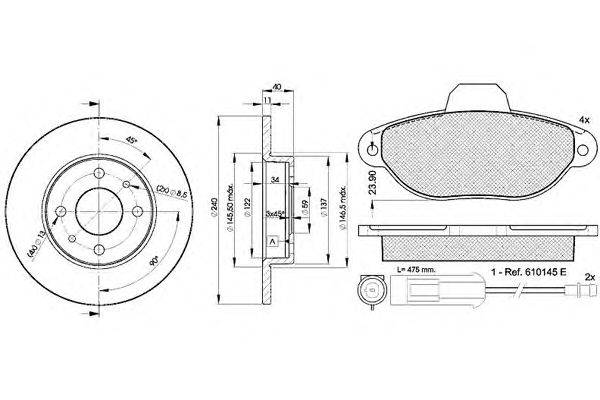 Комплект тормозов, дисковый тормозной механизм ICER 30953-3465