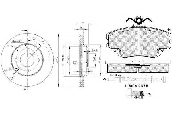 Комплект тормозов, дисковый тормозной механизм ICER 30993-6572