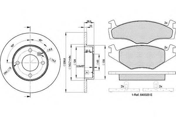 Комплект тормозов, дисковый тормозной механизм ICER 31048-3325