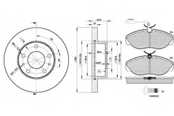 Комплект тормозов, дисковый тормозной механизм ICER 310534681
