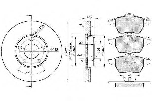 Комплект тормозов, дисковый тормозной механизм REMSA 39003