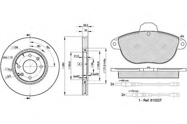 Комплект тормозов, дисковый тормозной механизм ICER 31154-7406