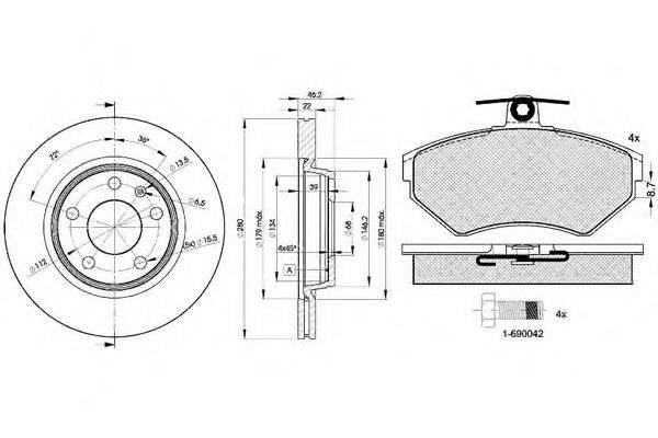 Комплект тормозов, дисковый тормозной механизм ICER 31157-5301