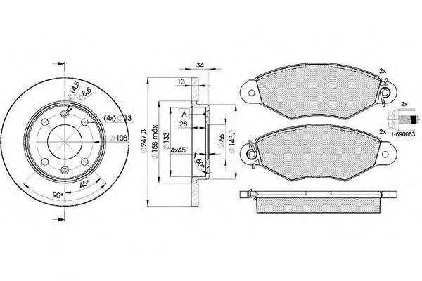 Комплект тормозов, дисковый тормозной механизм ICER 31204-4298