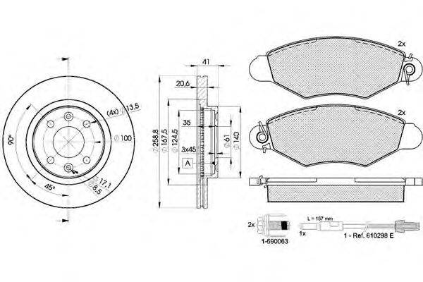 Комплект тормозов, дисковый тормозной механизм ICER 312173550