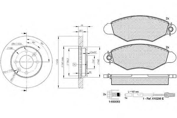Комплект тормозов, дисковый тормозной механизм ICER 31217-6572