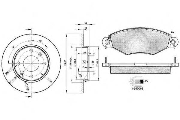 Комплект тормозов, дисковый тормозной механизм ICER 312554689