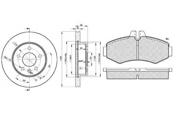 Комплект тормозов, дисковый тормозной механизм ICER 31288-6380