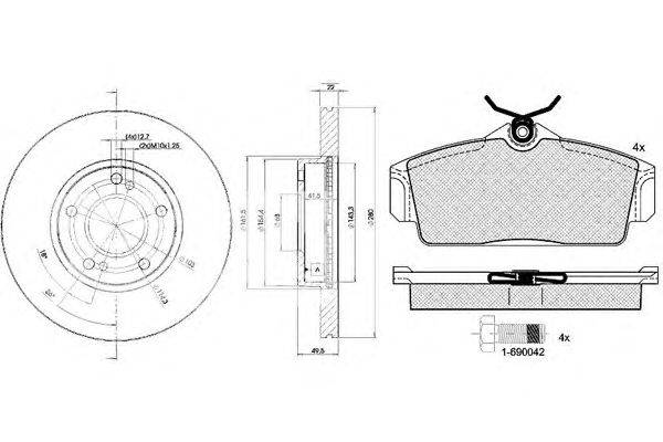 Комплект тормозов, дисковый тормозной механизм REMSA 70401
