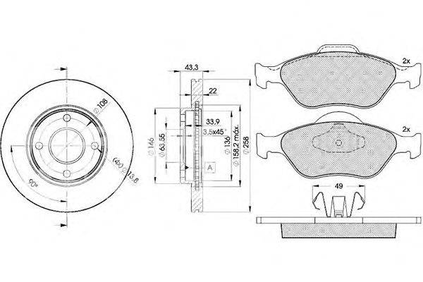 Комплект тормозов, дисковый тормозной механизм ICER 31343-5344