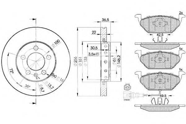 Комплект тормозов, дисковый тормозной механизм ICER 31349-5602