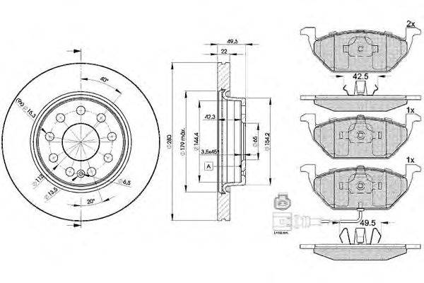 Комплект тормозов, дисковый тормозной механизм ICER 31349-5614
