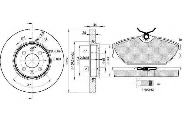 Комплект тормозов, дисковый тормозной механизм ICER 31438-7829