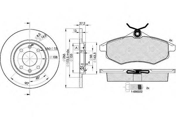 Комплект тормозов, дисковый тормозной механизм ICER 31450-4692