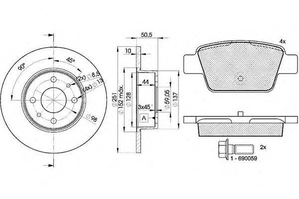 Комплект тормозов, дисковый тормозной механизм ICER 31503-4070