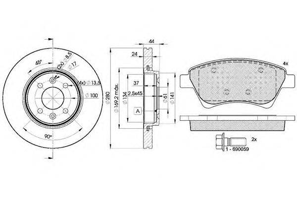 Комплект тормозов, дисковый тормозной механизм ICER 31535-7829