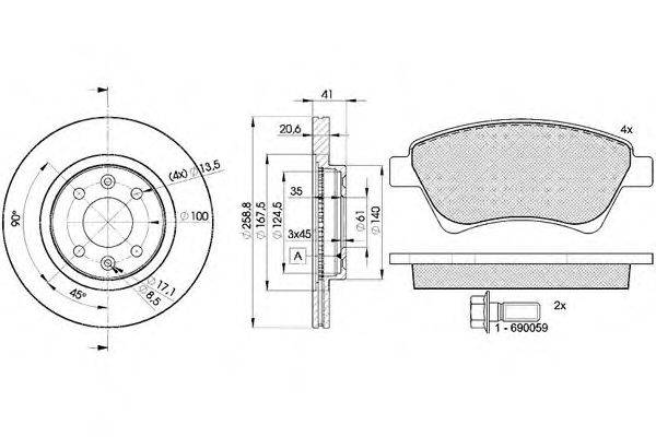 Комплект тормозов, дисковый тормозной механизм ICER 31579-3550