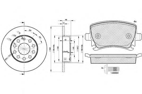 Комплект тормозов, дисковый тормозной механизм ICER 31600-5310