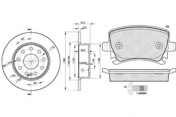 Комплект тормозов, дисковый тормозной механизм ICER 316005616