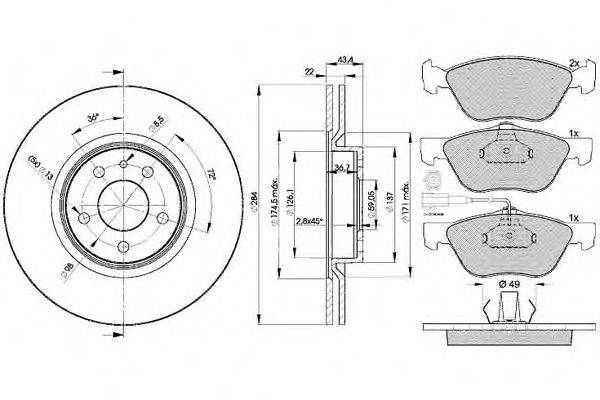 Комплект тормозов, дисковый тормозной механизм ICER 31601-1548