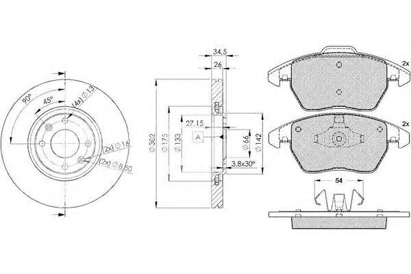 Комплект тормозов, дисковый тормозной механизм ICER 31637-4698
