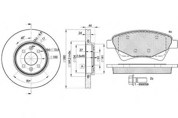 Комплект тормозов, дисковый тормозной механизм ICER 31649-7829