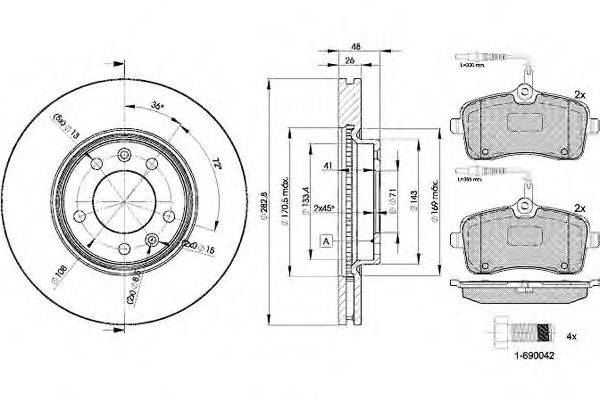 Комплект тормозов, дисковый тормозной механизм ICER 316564685