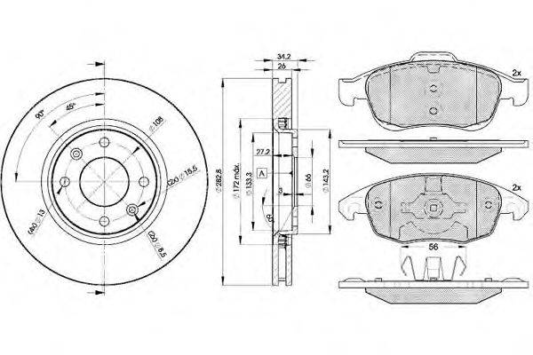 Комплект тормозов, дисковый тормозной механизм ICER 31852-4752