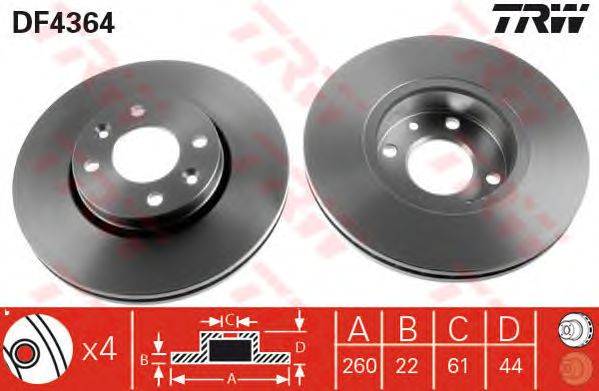 Тормозной диск TRW DF4364