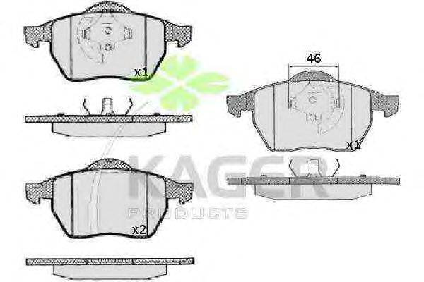 Комплект тормозных колодок, дисковый тормоз KAGER 35-0215