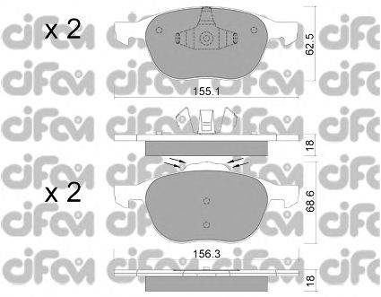 Комплект тормозных колодок, дисковый тормоз CIFAM 8225341