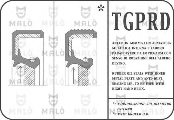 Уплотняющее кольцо, коленчатый вал MALÒ 989PRDF