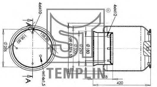 Кожух пневматической рессоры TEMPLIN 04.060.6106.330