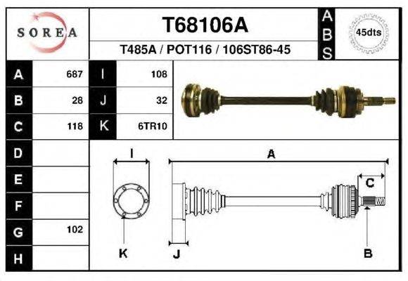 Приводной вал EAI T68106A