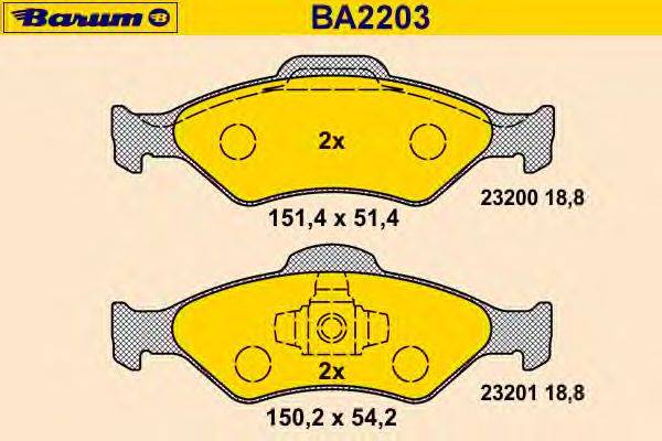 Комплект тормозных колодок, дисковый тормоз BARUM 23200