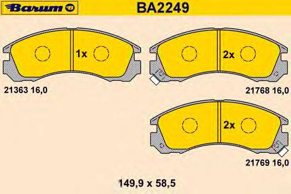 Комплект тормозных колодок, дисковый тормоз BARUM BA2249