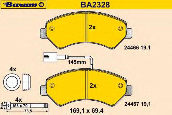 Комплект тормозных колодок, дисковый тормоз BARUM BA2328