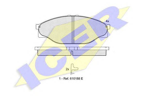 Комплект тормозных колодок, дисковый тормоз ICER 141010