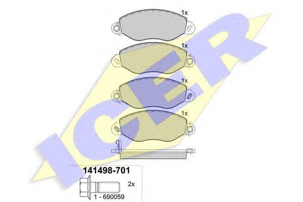 Комплект тормозных колодок, дисковый тормоз ICER 23434