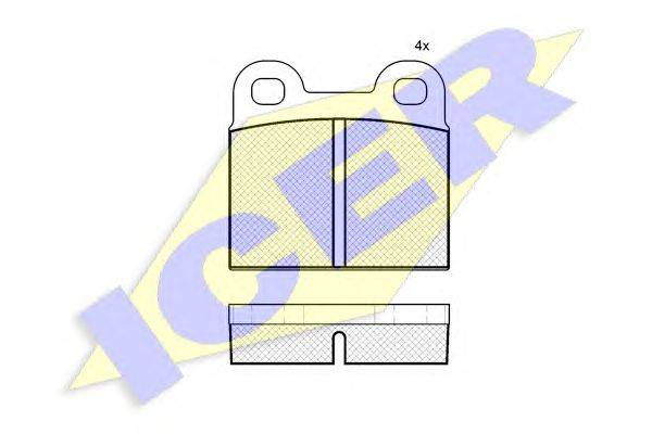 Комплект тормозных колодок, дисковый тормоз ICER 180059