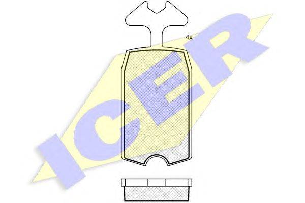 Комплект тормозных колодок, дисковый тормоз ICER 20207