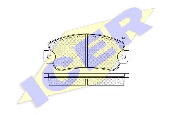 Комплект тормозных колодок, дисковый тормоз ICER 180496