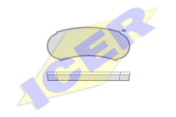 Комплект тормозных колодок, дисковый тормоз ICER 191050