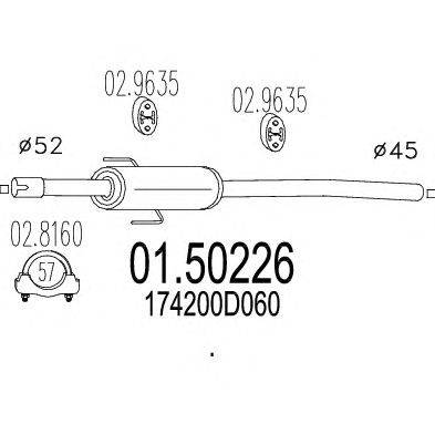 Средний глушитель выхлопных газов ROSI 13527
