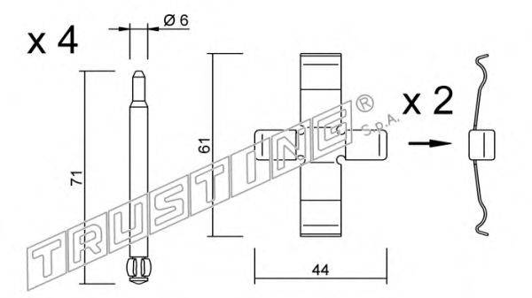 Комплектующие, колодки дискового тормоза TRUSTING KIT.087