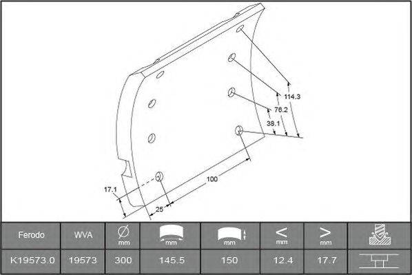 Комплект тормозных башмаков, барабанные тормоза ABEX 19573
